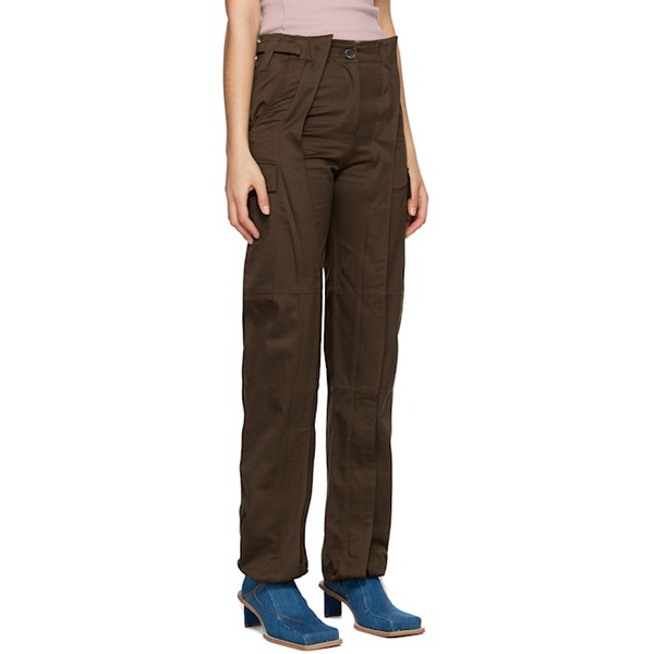  SRVC Brown Zip Trousers 231986F087002