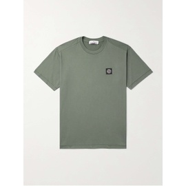 스톤아일랜드 STONE ISLAND Logo-Appliqued Garment-Dyed Cotton-Jersey T-Shirt 1647597329291259