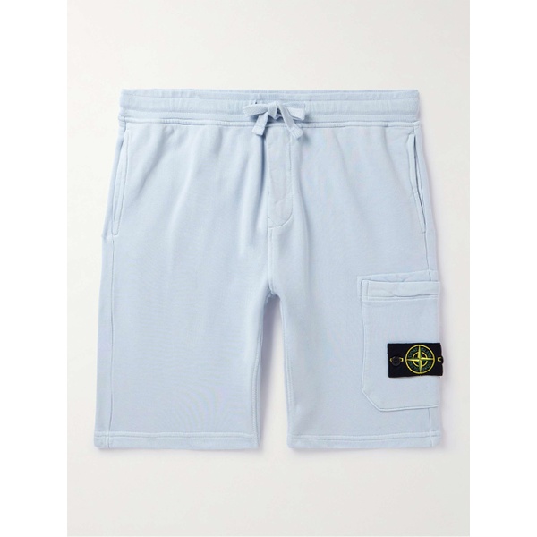 스톤아일랜드 스톤아일랜드 STONE ISLAND Straight-Leg Logo-Appliqued Garment-Dyed Cotton-Jersey Drawstring Shorts 1647597329291269