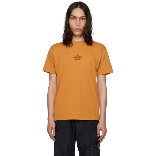 스톤아일랜드 스톤아일랜드 Stone Island Orange Printed T-Shirt 232828M213014