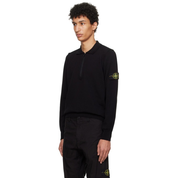 스톤아일랜드 스톤아일랜드 Stone Island Black Rolled Edge Polo 241828M212029