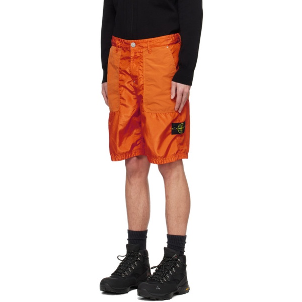 스톤아일랜드 스톤아일랜드 Stone Island Orange Patch Shorts 241828M193047