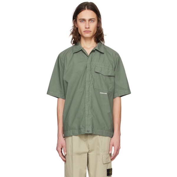 스톤아일랜드 스톤아일랜드 Stone Island Khaki Spread Collar Shirt 241828M192018