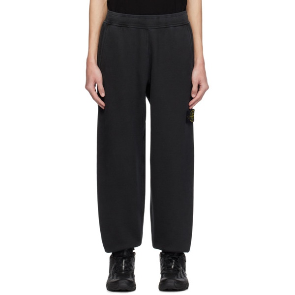 스톤아일랜드 스톤아일랜드 Stone Island Black Garment-Dyed Sweatpants 232828M190014