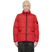 스톤아일랜드 Stone Island Red Garment-Dyed Down Jacket 222828M178000