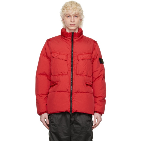 스톤아일랜드 스톤아일랜드 Stone Island Red Garment-Dyed Down Jacket 222828M178000