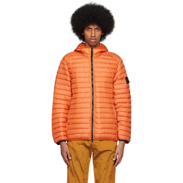 스톤아일랜드 스톤아일랜드 Stone Island Orange Garment-Dyed Down Jacket 231828M178001