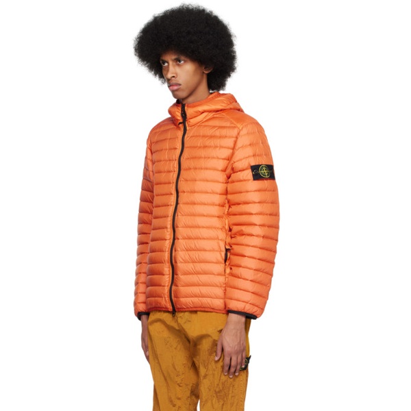 스톤아일랜드 스톤아일랜드 Stone Island Orange Garment-Dyed Down Jacket 231828M178001