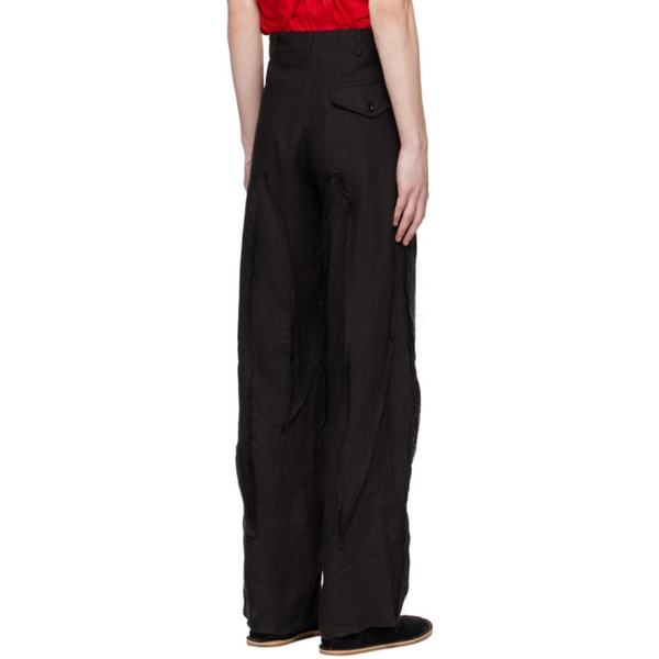  STRONGTHE Black Reversed Spiky Trousers 241549M191004