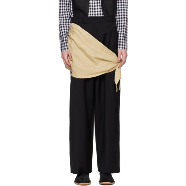  STRONGTHE Black & Beige Wrapped Trousers 241549M191001