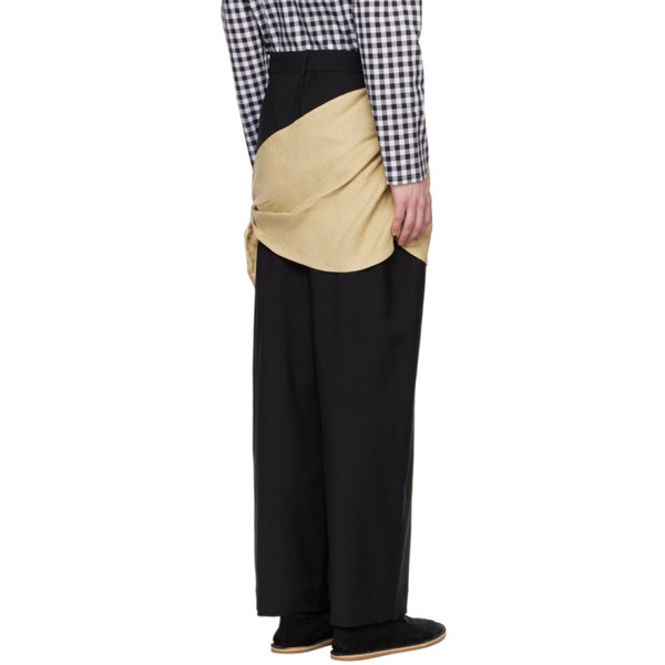  STRONGTHE Black & Beige Wrapped Trousers 241549M191001