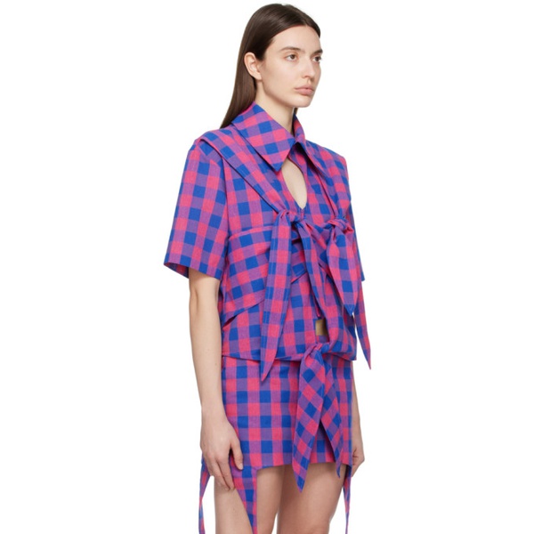  STRONGTHE Pink & Blue Crossed Shirt 241549F109000