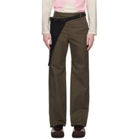 STRONGTHE Brown Pouch Trousers 232549M191004