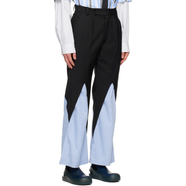  STRONGTHE Black Two-Tone Trousers 231549M191001