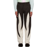 STRONGTHE Black & 오프화이트 Off-White Paneled Trousers 232549M191003