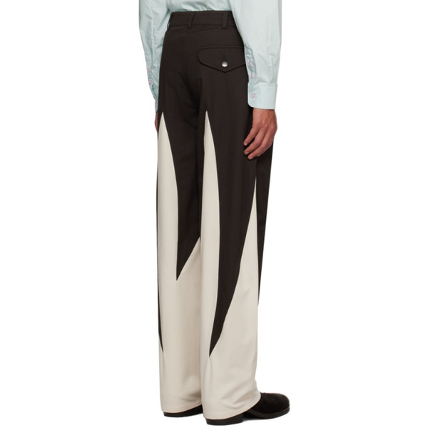  STRONGTHE Black & 오프화이트 Off-White Paneled Trousers 232549M191003