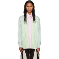 STRONGTHE Blue & Green Paneled Shirt 232549M192005