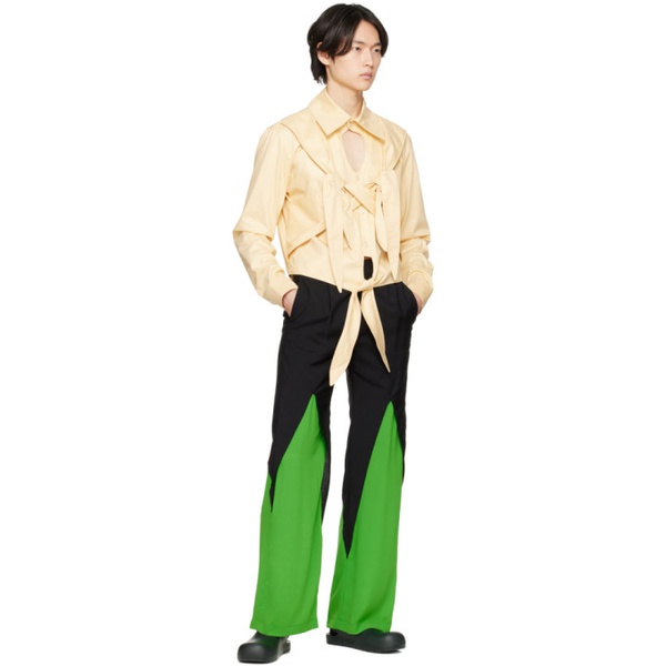  STRONGTHE SSENSE Exclusive Black & Green Two-Tone Trousers 231549M191009