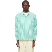 써네이 SUNNEI Green & Blue Striped Shirt 241736M192004