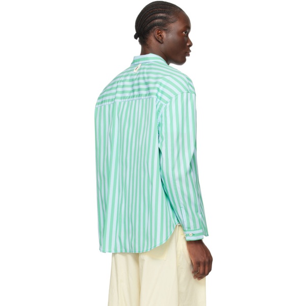  써네이 SUNNEI Green & Blue Striped Shirt 241736M192004