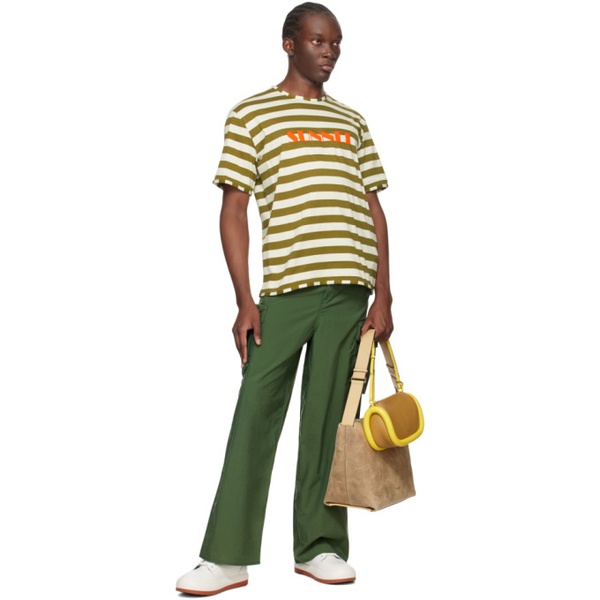  써네이 SUNNEI Green & White Striped T-Shirt 241736M213009