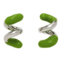 써네이 SUNNEI Silver & Green Fusillo Rubberized Earrings 231736F022003