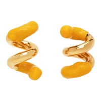 써네이 SUNNEI Gold & Yellow Fusillo Rubberized Earrings 231736F022001