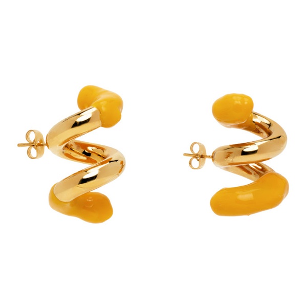  써네이 SUNNEI Gold & Yellow Fusillo Rubberized Earrings 231736F022001
