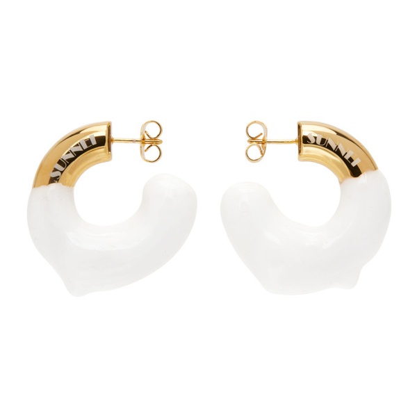  써네이 SUNNEI SSENSE Exclusive Gold & White Small Rubberized Earrings 231736F022005