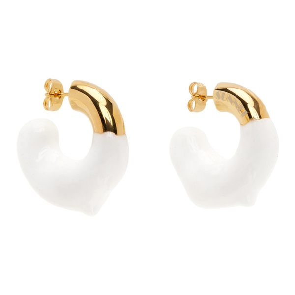  써네이 SUNNEI SSENSE Exclusive Gold & White Small Rubberized Earrings 231736F022005