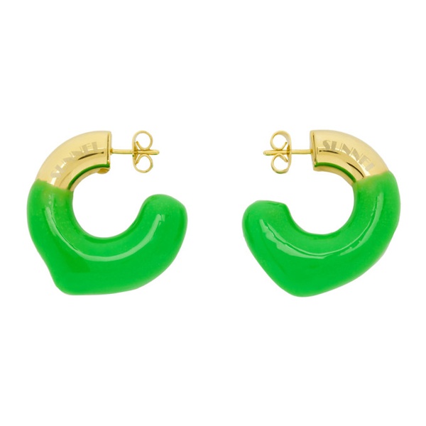  써네이 SUNNEI SSENSE Exclusive Gold & Green Rubberized Earrings 222736F022005