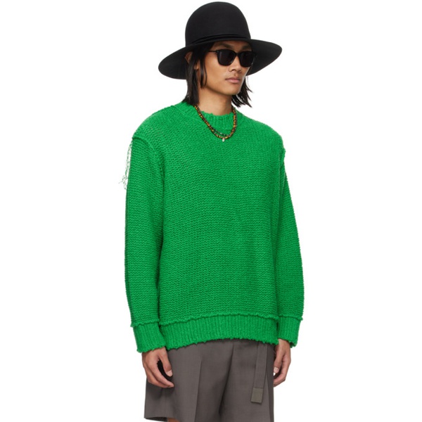  사카이 Sacai Green Loose Thread Sweater 241445M201009