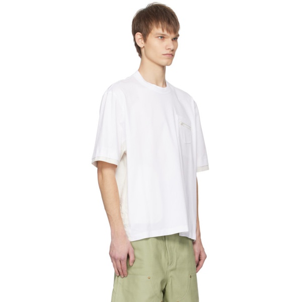  사카이 Sacai White Paneled T-Shirt 241445M213034