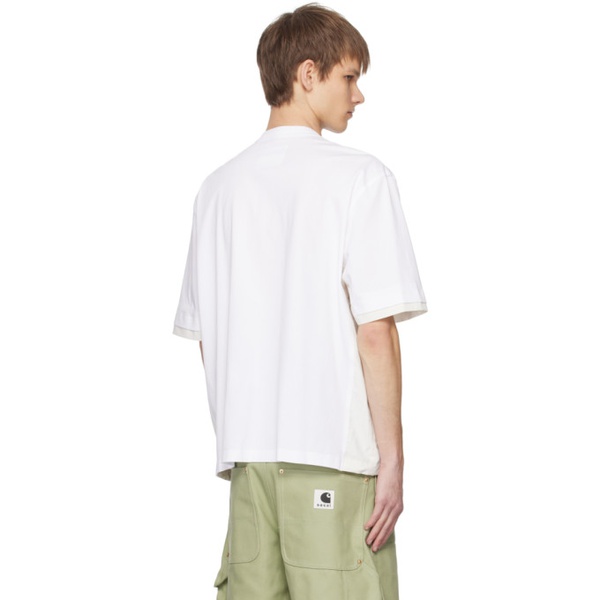  사카이 Sacai White Paneled T-Shirt 241445M213034