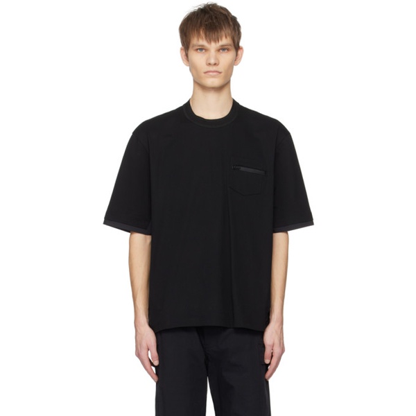  사카이 Sacai Black Paneled T-Shirt 241445M213035