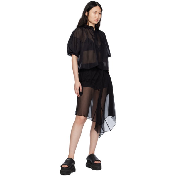  사카이 Sacai Black Asymmetric Midi Skirt 241445F092019