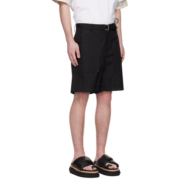  사카이 Sacai Black Cinch Strap Shorts 231445M193012