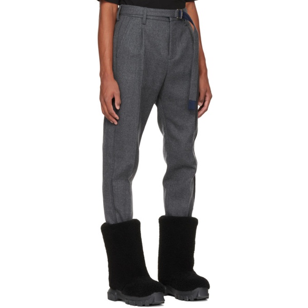  사카이 Sacai Gray Belted Trousers 222445M191021