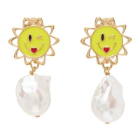 사프사푸 Safsafu Gold & Yellow Sun Clip-On Earrings 222413F022064