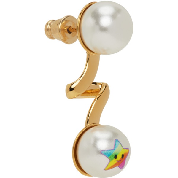 사프사푸 Safsafu Gold & White Kawaii Rainbow Earring 222413F009005