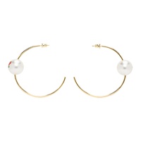 사프사푸 Safsafu Gold Pearl & Roses Hoop Earrings 232413F022000