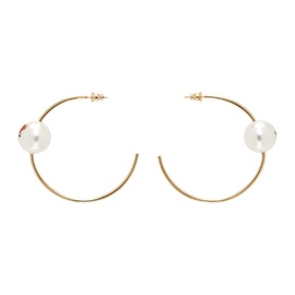 사프사푸 Safsafu Gold Pearl & Roses Hoop Earrings 231413F022012