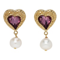 사프사푸 Safsafu Gold & Purple Eden Love Clip-On Earrings 222413F022073