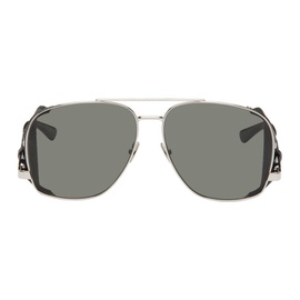 생로랑 Saint Laurent Silver & Black SL 653 LEON Leather Spoiler Sunglasses 242418F005059