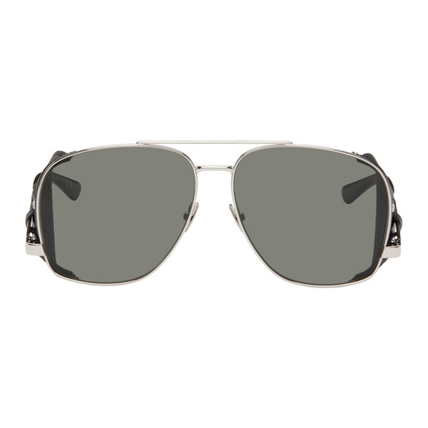 생로랑 생로랑 Saint Laurent Silver & Black SL 653 LEON Leather Spoiler Sunglasses 242418F005059