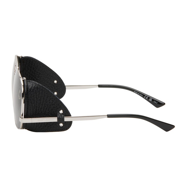 생로랑 생로랑 Saint Laurent Silver & Black SL 653 LEON Leather Spoiler Sunglasses 242418F005059