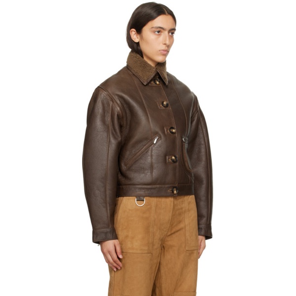  삭스 파츠 Saks Potts Brown Maiken Leather Jacket 232231F064006