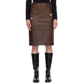 삭스 파츠 Saks Potts Brown Ania Leather Midi Skirt 232231F092005