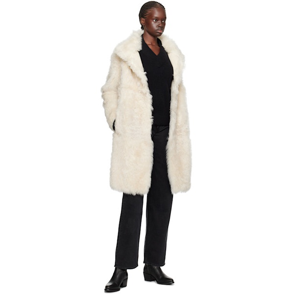 살로몬 이브 살로몬 Yves 살로몬 Salomon 오프화이트 Off-White Notched Lapel Reversible Shearling Coat 232594F062005