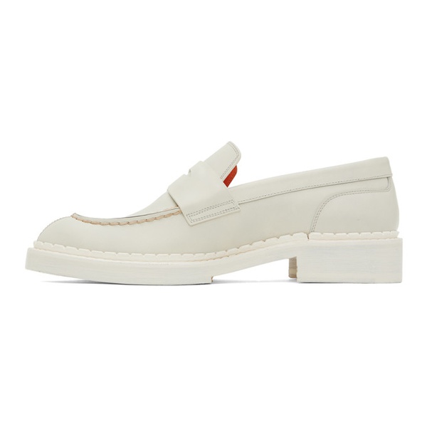  Santoni 오프화이트 Off-White Leather Loafers 231178F121006